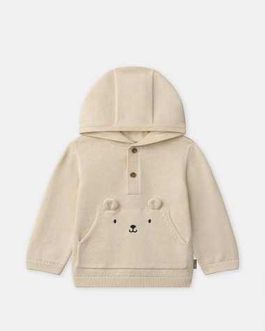 Pull &agrave; capuche motif animal Coloris beige  Sergent Major
