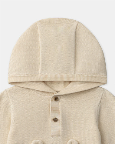 Pull &agrave; capuche motif animal Coloris beige  Sergent Major