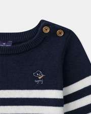 Pull en coton à rayures Coloris bleu marine Sergent Major