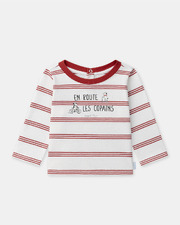 T-shirt à rayures En route les copains Coloris rouge Sergent Major