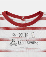 T-shirt à rayures En route les copains Coloris rouge Sergent Major