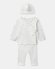 Ensemble haut, pantalon et bonnet imprim&eacute; feuillage Coloris &eacute;cru  Sergent Major