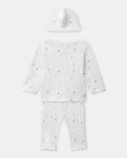 Ensemble haut, pantalon et bonnet imprim&eacute; feuillage Coloris &eacute;cru  Sergent Major