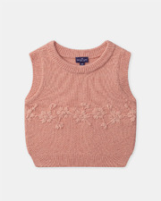 Pull brodé sans manches Coloris corail Sergent Major