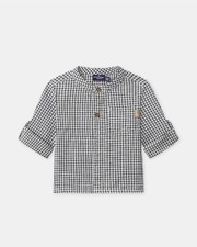 Chemise vichy col mao Coloris gris foncé Sergent Major