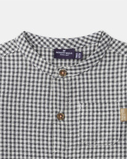 Chemise vichy col mao Coloris gris foncé Sergent Major