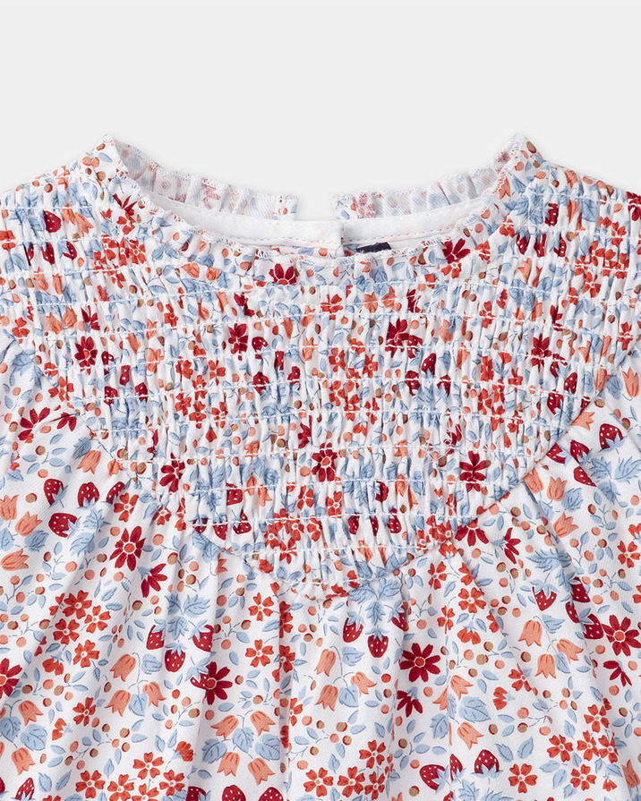 Robe imprimée fleurs et fraises Coloris rouge et bleu Sergent Major