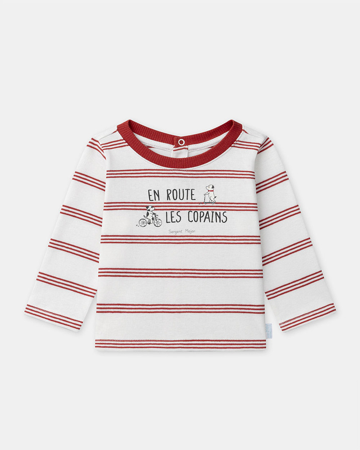 T-shirt à rayures En route les copains Coloris rouge Sergent Major