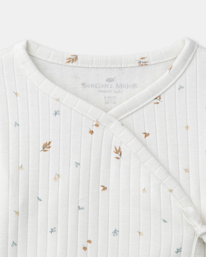 Ensemble haut, pantalon et bonnet imprim&eacute; feuillage Coloris &eacute;cru  Sergent Major