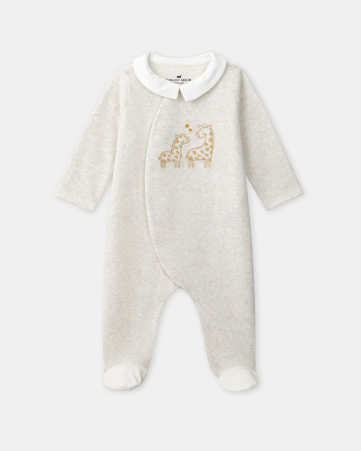 Grenouillère à broderie girafe Coloris beige Sergent Major