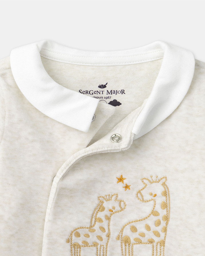 Grenouillère à broderie girafe Coloris beige Sergent Major