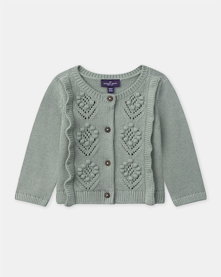 Cardigan ajouré à volant Coloris vert Sergent Major