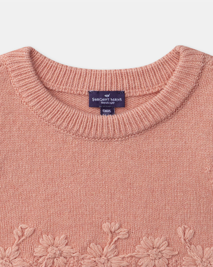 Pull brodé sans manches Coloris corail Sergent Major