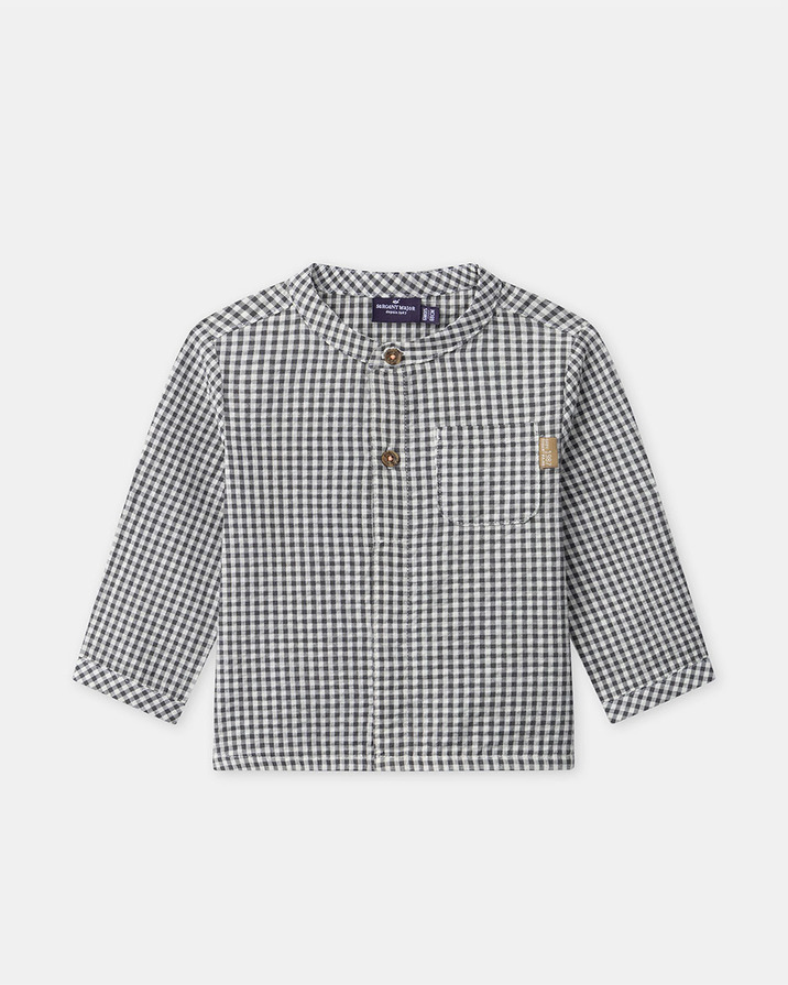 Chemise vichy col mao Coloris gris foncé Sergent Major