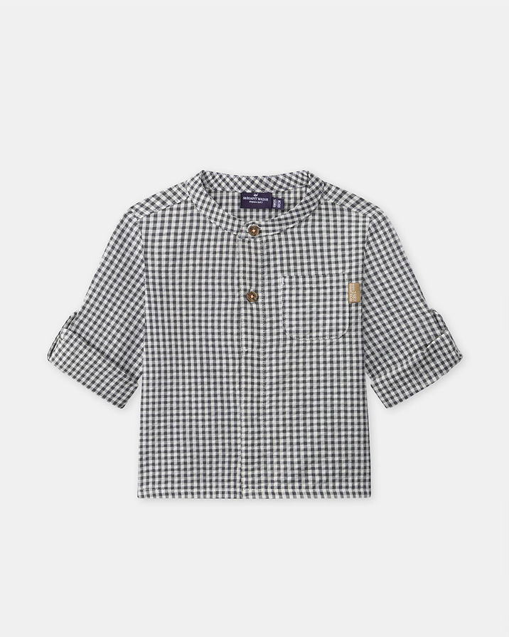 Chemise vichy col mao Coloris gris foncé Sergent Major