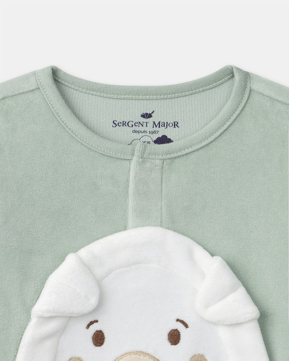 Grenouillère visage chien Coloris vert Sergent Major