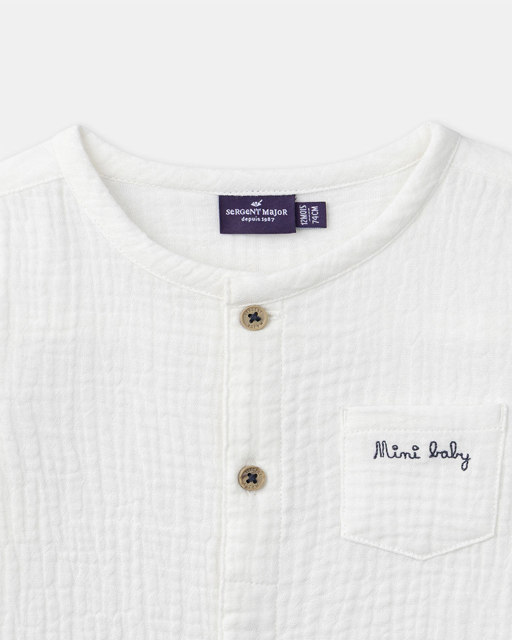 Chemise à manches retroussables Mini baby Coloris écru Sergent Major