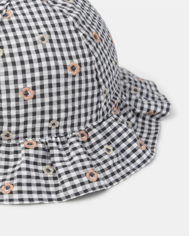 Chapeau vichy broderies fleuries Coloris gris Sergent Major