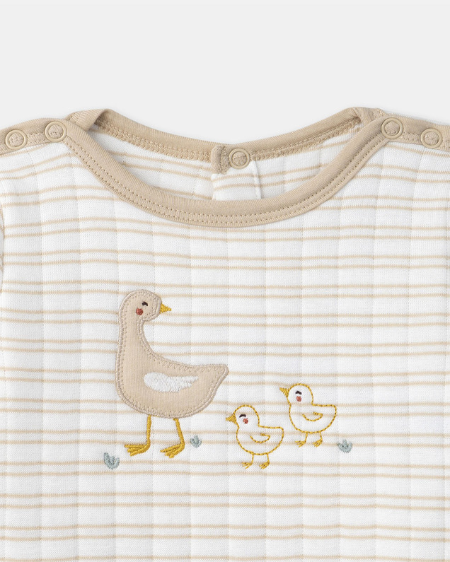 Grenouillère à broderies oies Coloris beige Sergent Major