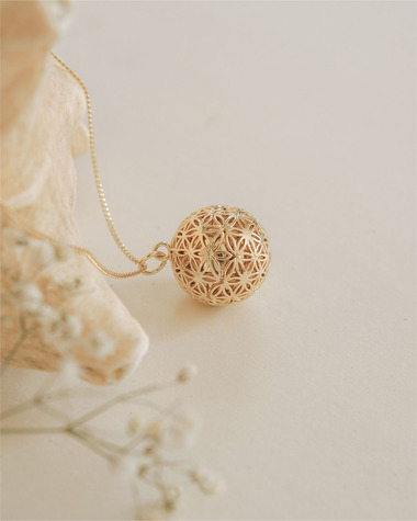 Bola de grossesse Fleur de vie Coloris Jaune sur chaine  Ilado