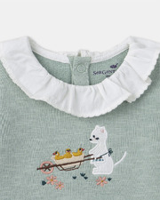 Grenouillère à col et patch chat Coloris vert Sergent Major