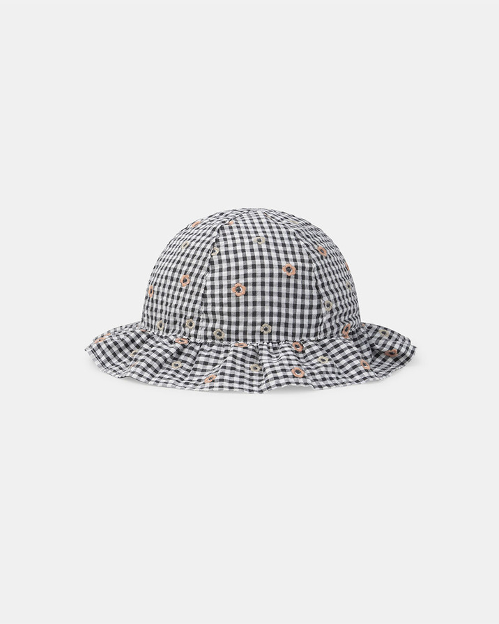 Chapeau vichy broderies fleuries Coloris gris  Sergent Major