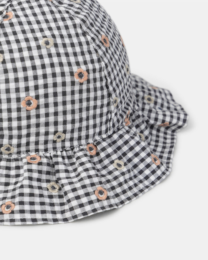 Chapeau vichy broderies fleuries Coloris gris  Sergent Major