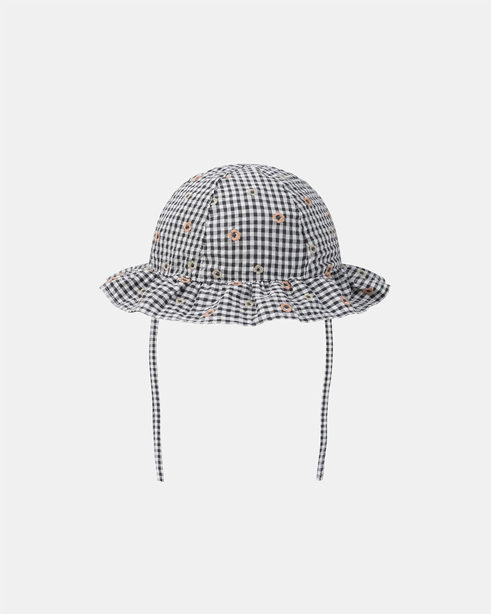 Chapeau vichy broderies fleuries Coloris gris  Sergent Major