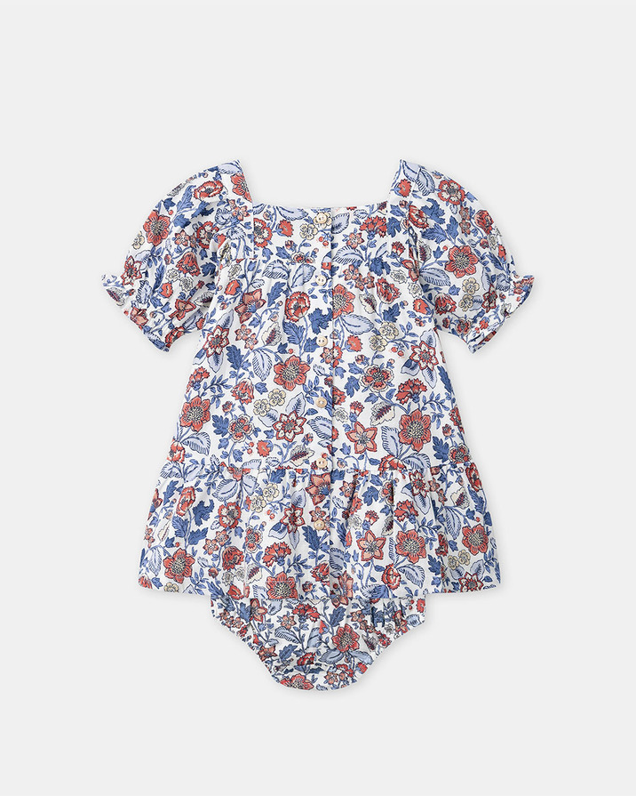Robe smockée imprimé fleuri Coloris bleu Sergent Major