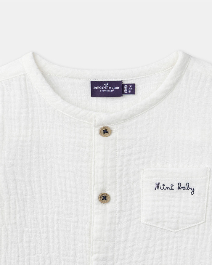 Chemise à manches retroussables Mini baby Coloris écru Sergent Major