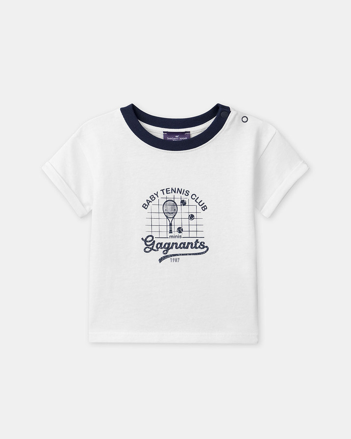 T-shirt manches courtes &agrave; motif tennis Coloris &eacute;cru  Sergent Major