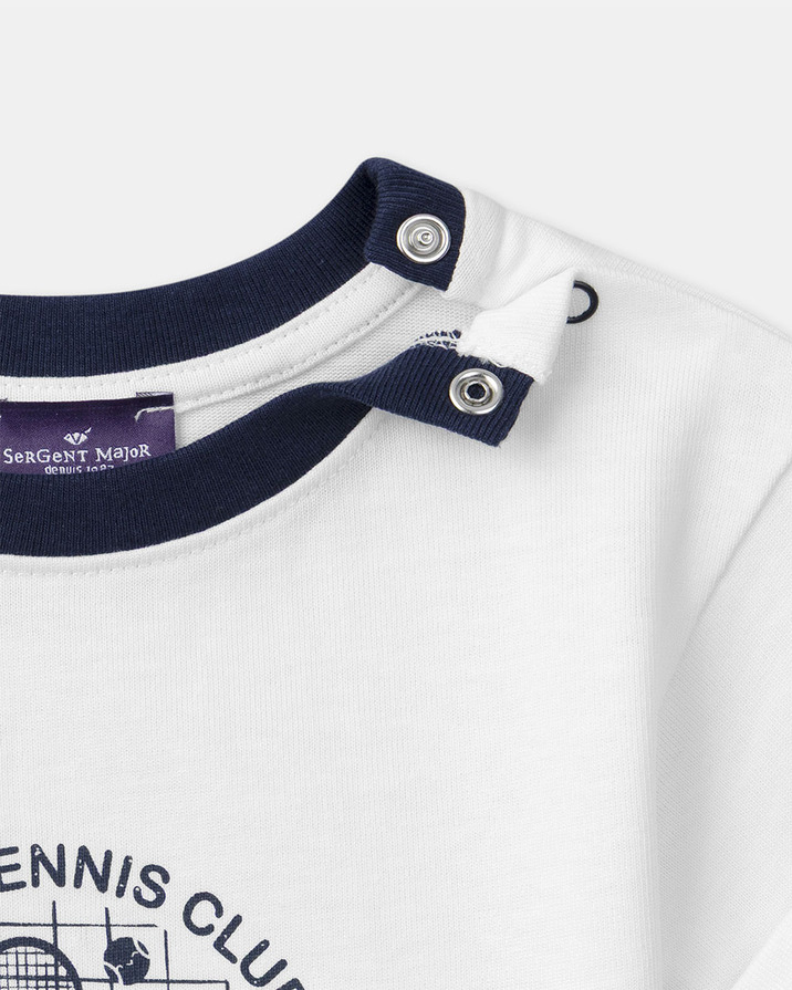 T-shirt manches courtes &agrave; motif tennis Coloris &eacute;cru  Sergent Major