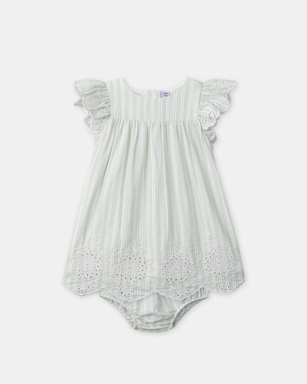 Robe brod&eacute;e &agrave; rayures Coloris vert  Sergent Major