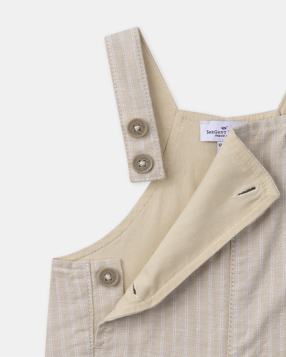 Ensemble salopette &agrave; rayures et body Coloris beige  Sergent Major