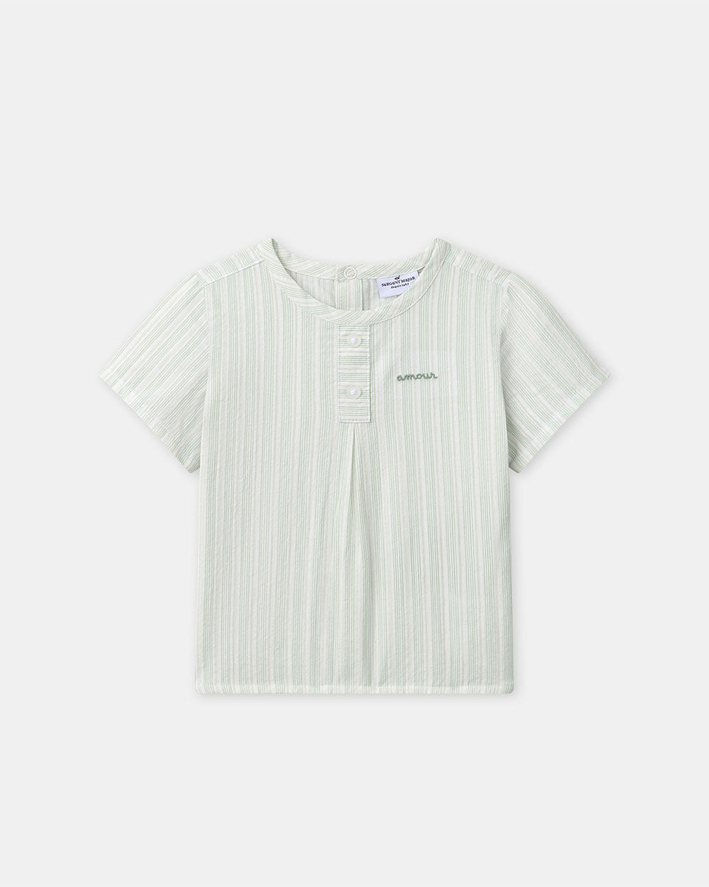 Chemise à rayures brodée amour Coloris vert Sergent Major