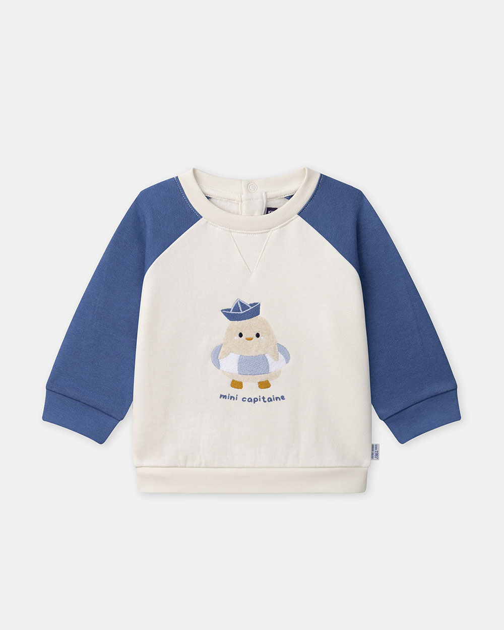 Sweat bicolore à broderie poussin Coloris bleu/écru Sergent Major