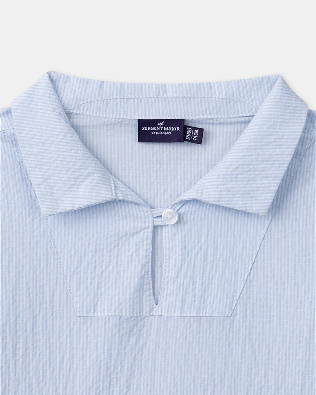 Chemise rayée à manches retroussables Coloris bleu Sergent Major