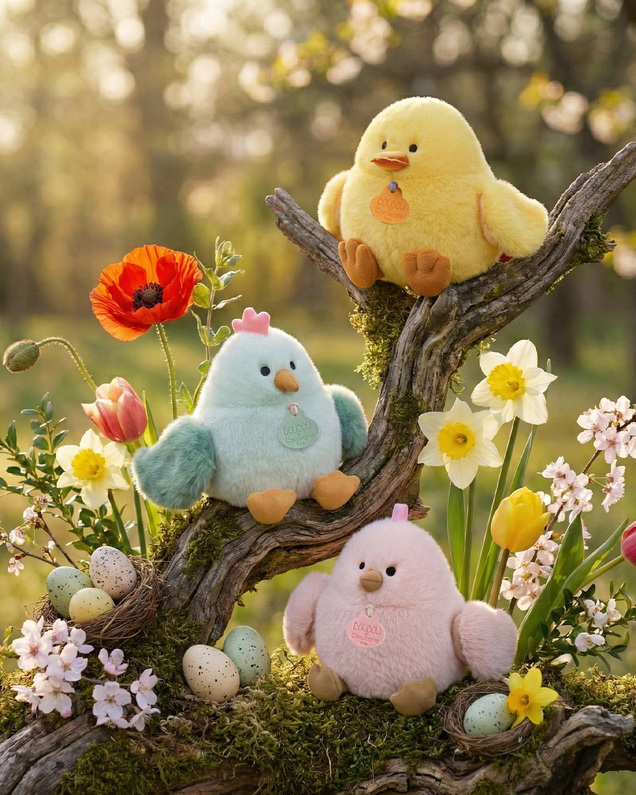 Peluche poussin Piou 15 cm Coloris rose Doudou et Compagnie