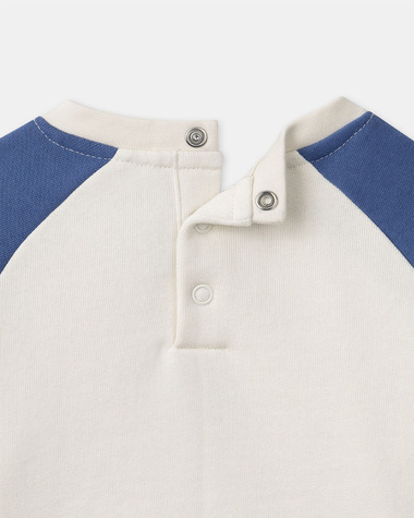 Sweat bicolore &agrave; broderie poussin Coloris bleu/&eacute;cru  Sergent Major