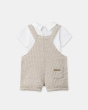 Ensemble salopette à rayures et body Coloris beige Sergent Major