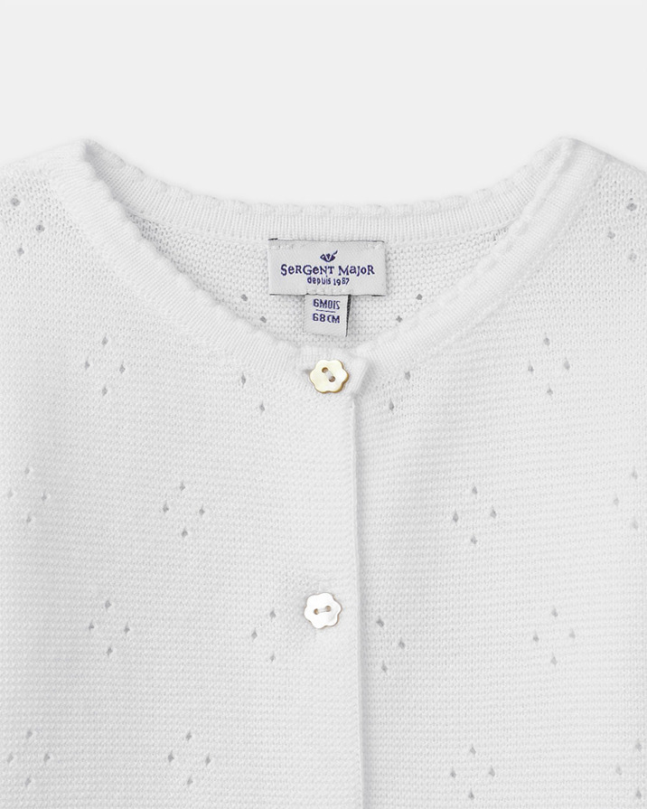Cardigan en maille ajour&eacute;e Coloris &eacute;cru  Sergent Major