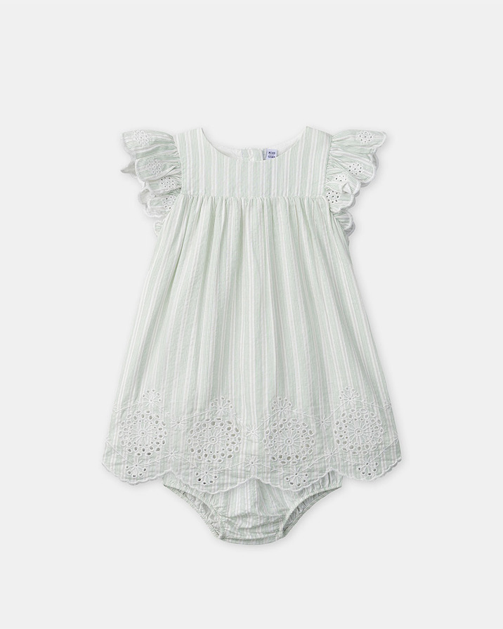 Robe brodée à rayures Coloris vert Sergent Major