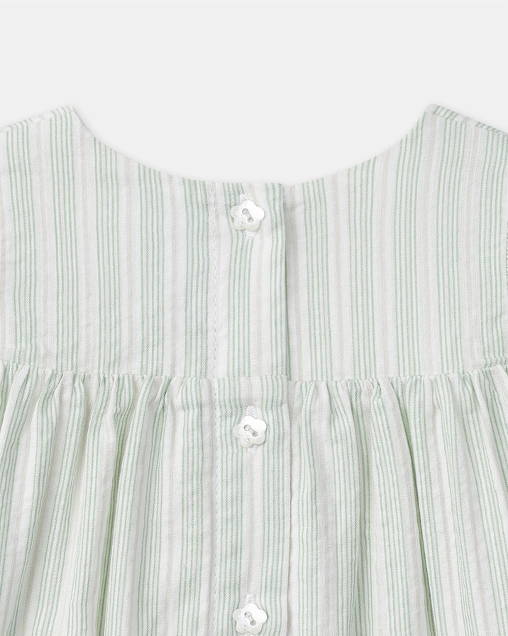 Robe brodée à rayures Coloris vert Sergent Major