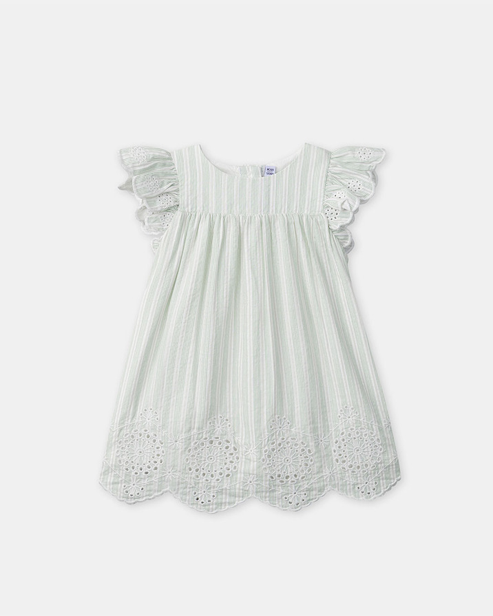 Robe brod&eacute;e &agrave; rayures Coloris vert  Sergent Major