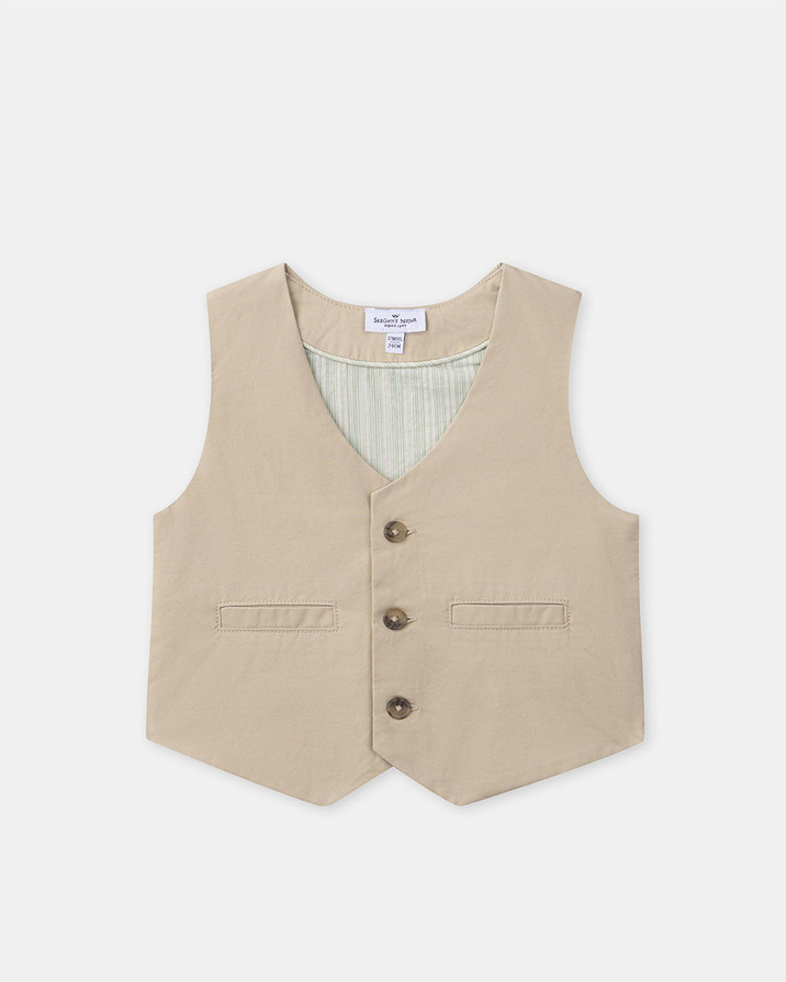 Veston en twill sans manches Coloris beige Sergent Major