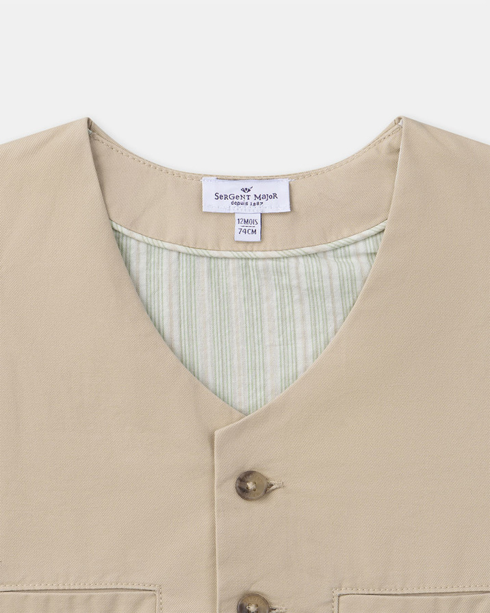 Veston en twill sans manches Coloris beige  Sergent Major