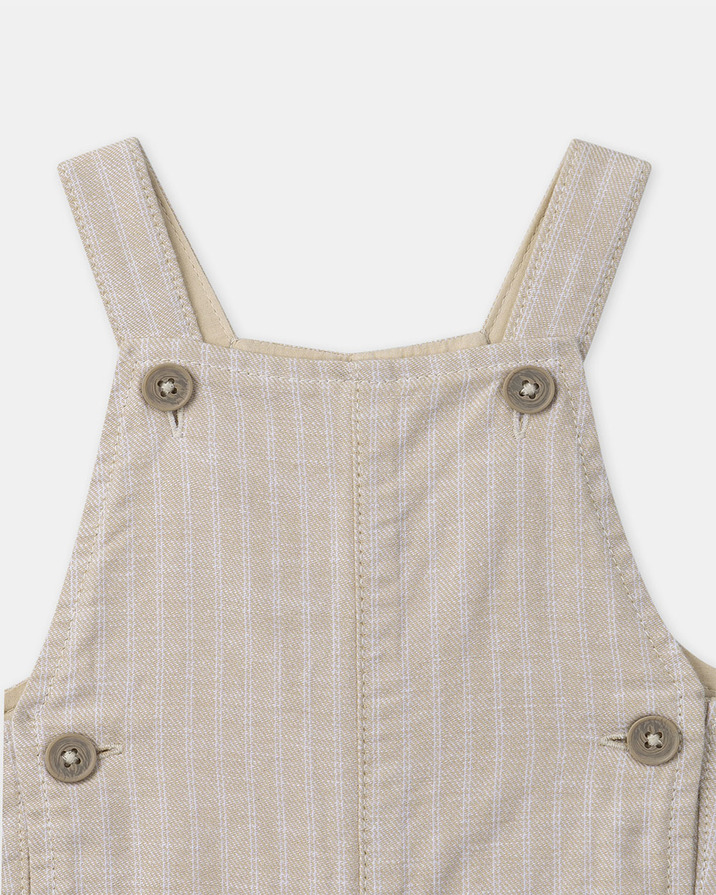 Ensemble salopette &agrave; rayures et body Coloris beige  Sergent Major