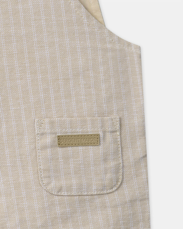 Ensemble salopette &agrave; rayures et body Coloris beige  Sergent Major