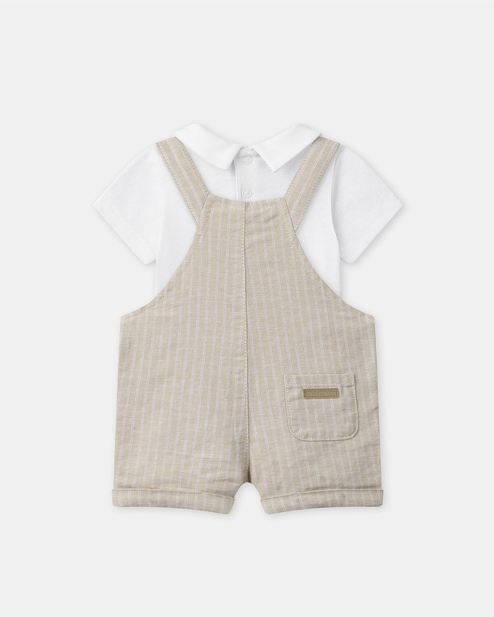 Ensemble salopette &agrave; rayures et body Coloris beige  Sergent Major