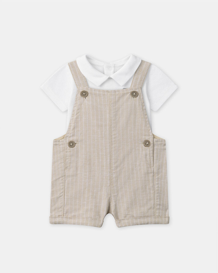 Ensemble salopette à rayures et body Coloris beige Sergent Major